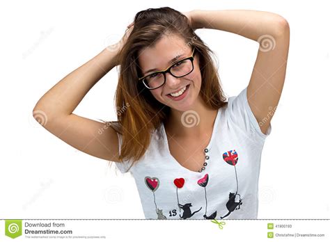 Happy Girl With Glasses Stock Image Image Of Relaxation 41800193