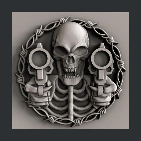 3d Stl Models For Cnc Skull Guns Etsy Skulls Drawing Skull Skull Art