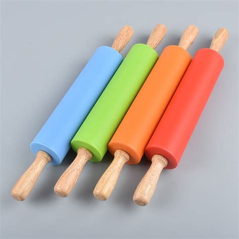 Wooden Handle Silicone Rolling Pin Baking Tools In Rolling Pins
