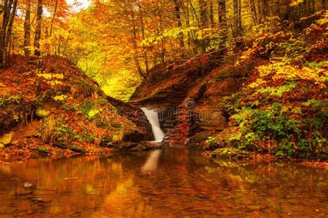 Autumn Mountain Waterfall Stock Photo Image Of Beautiful 129908538