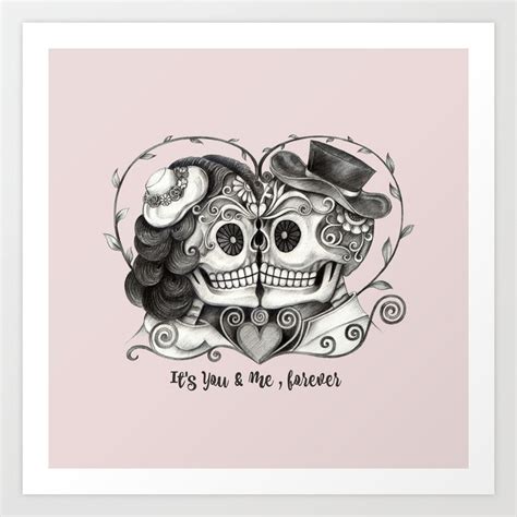 Sugar Skull Couple Its You And Me Forever Art Print By Folknfunky