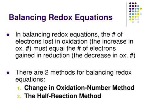 Ppt Balancing Equations For Redox Reactions Powerpoint Presentation