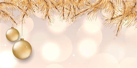Free Vector Christmas Banner With Elegant Design With Gold Pine Tree