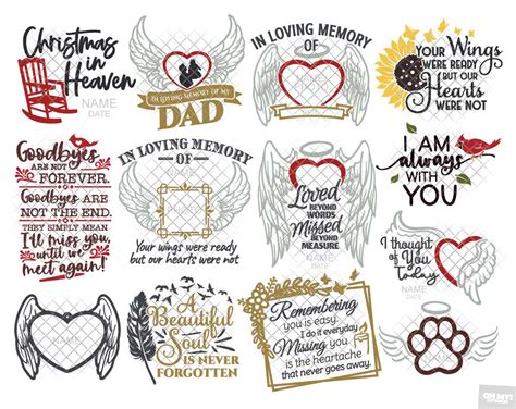 Memorial Svg Bundle In Loving Memory Quote Mourning Loss Ornaments With