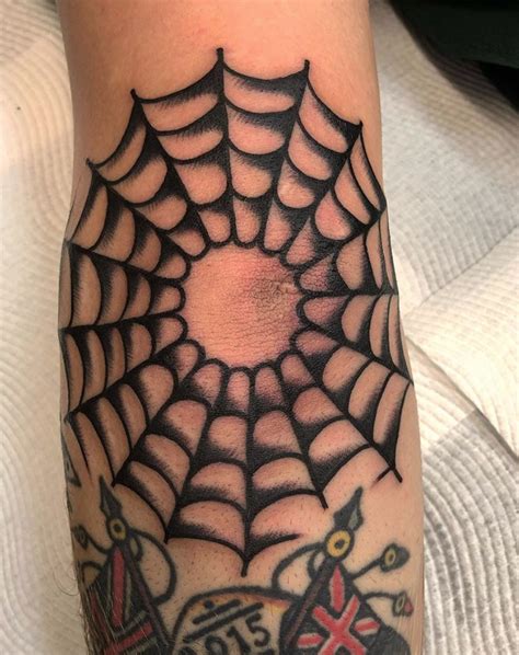 Spider Web By Milky Spider Web Tattoo Elbow Web Tattoo Traditional