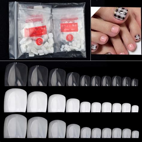 One Pack 500pcs Fake Artificial Acrylic False Toe Nails Tips Natural