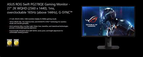 Asus Rog Swift Pg278qe Gaming Monitor 27 2560 X 1440 2k Wqhd 1ms
