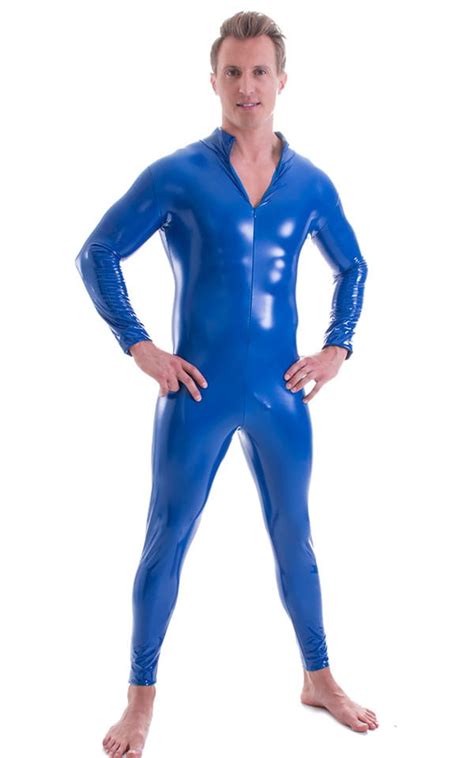 Full Bodysuit Zentai Lycra Spandex Suit For Men In Gloss Royal Blue