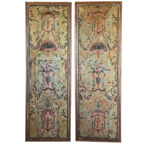 Pair Of Framed Th Century French Painted Paper Panels At Stdibs