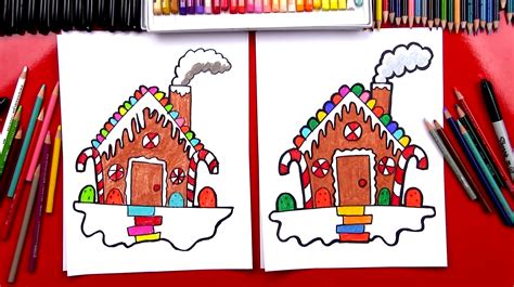 Candy cane classic christmas drawings how to draw drawings this is a step by step drawing tutorial on how to draw a candy cane. How To Draw A Gingerbread House - Art For Kids Hub
