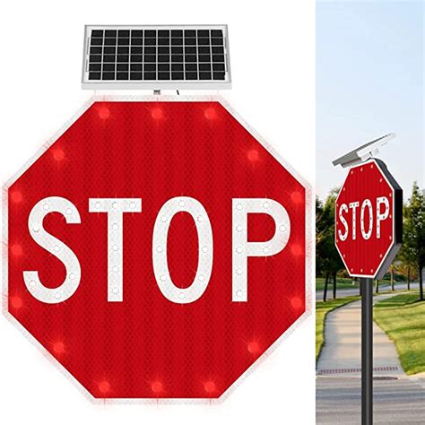 Stop Sign 24 X 24 Aresign Solar Powered Led Flashing Stop