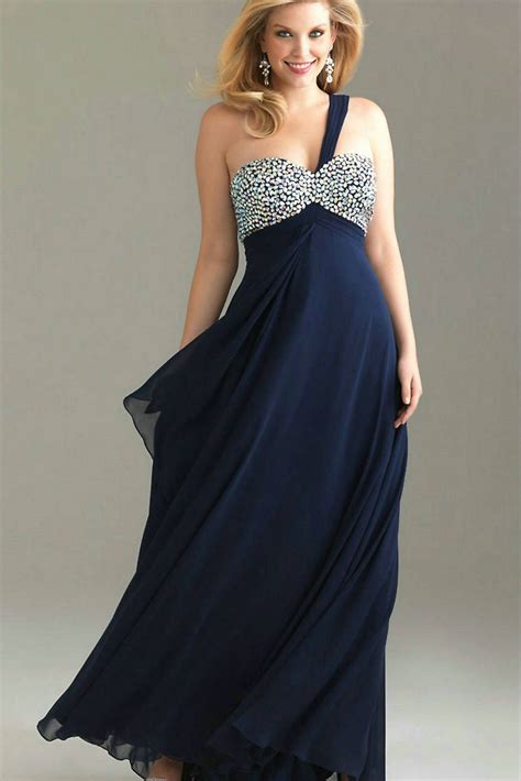 Long Navy Blue Prom Dress With One Strap One Shoulder Sweetheart