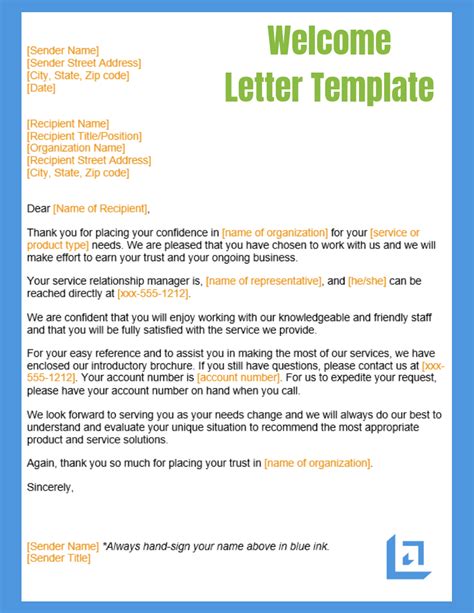 Welcome Letter Template Free Business Writing Templates