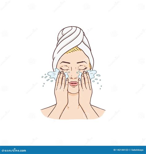 Vector Young Woman Remove Make Up From Face Stock Vector Illustration