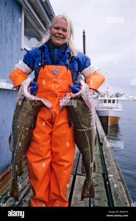 Norway Nordland County Lofoten Islands Ballstad Young Woman