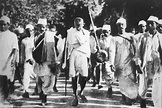 Mahatma Gandhi on the Salt March, also known as the Dandi March 1930 ...