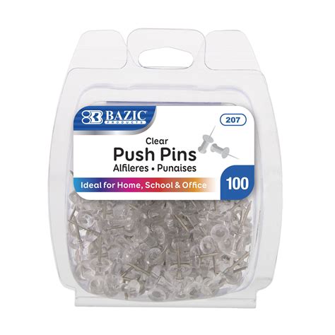 Clear Transparent Push Pins 100pack Crown Office Supplies