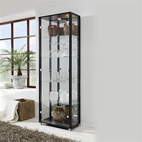 Fully Assembled Home Double Glass Display Cabinet 4 Glass Shelves Search Furniture
