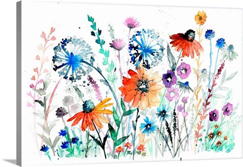 Watercolor Wildflowers Wall Art Canvas Prints Framed Prints Wall