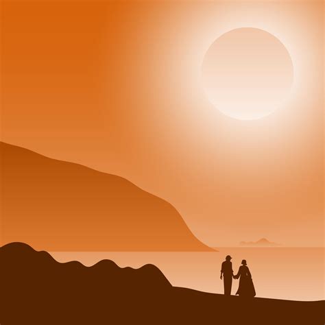 Two People In Love At Sunset On The Beach 3057764 Vector Art At Vecteezy