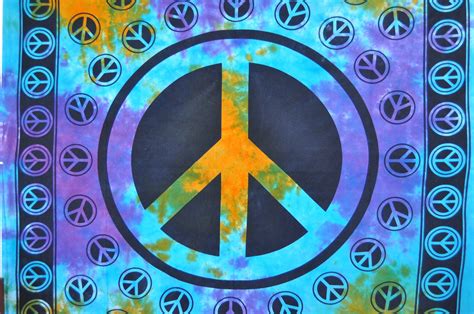 Peace Sign Tapestryhippie Tye Dyed Peace Sign Tapestrysingle Etsy