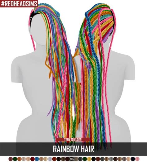 Sims 4 Hairs ~ Coupure Electrique Rainbow Hair Dread Versoin
