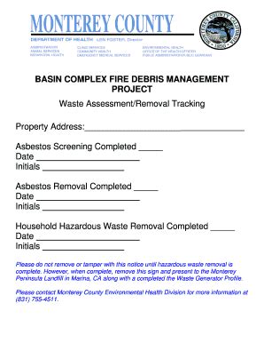 Fillable Online Basin Complex Fire Debris Management Project Fax Email Print Pdffiller