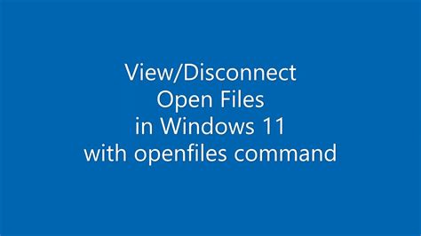 View Open Files In Windows 11 Openfiles Command To View And