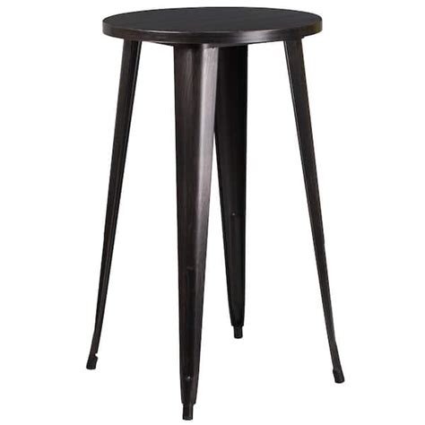 Carnegy Avenue Black Antique Gold Round Metal Outdoor Bistro Table Cga