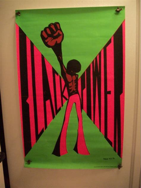 Original Black Power 1971 Blacklight Vintage Poster Black Power