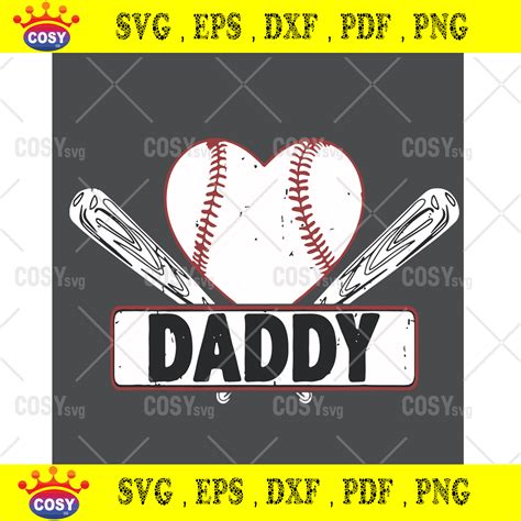 Daddy Softball Heart Svg Fathers Day Svg Daddy Svg Softball Svg
