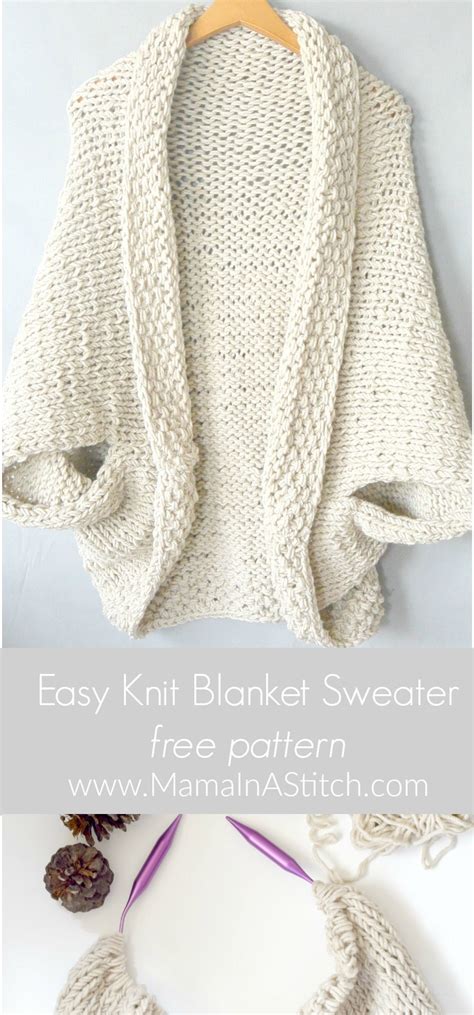 Easy Knit Cardigan Sweater Pattern Free Easy Knit Blanket Sweater