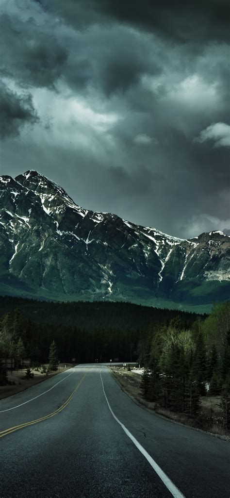 Endless Road Wallpaper 4k Canadian Rockies Dark Clouds Stormy