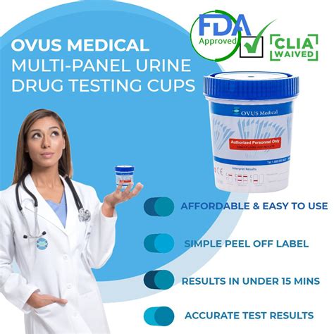 6 Panel Urine Drug Testing Cups Wthc 25 Cups Clia Waived Ovus