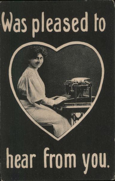 Was Pleased To Hear From You Woman At Typewriter Typewriters Postcard