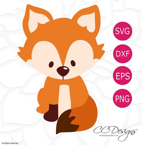 Baby Fox Svg Cut File Cute Baby Fox With Tail Cutting File Etsy