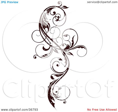 Floral seamless fairy pattern.exotic flowers, leaves.dark indigo blue contour thin drawing. Clipart Illustration of a Dark Brown Grungy Curly Vine ...
