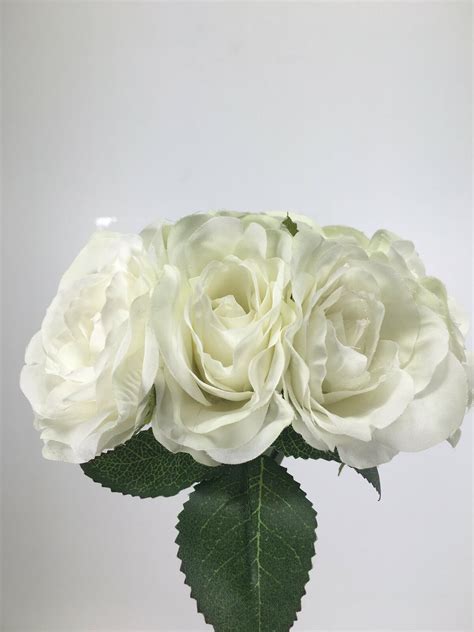 rose bouquet x 9 heads s7503 wh s7503 wh silkflora artificial flowers