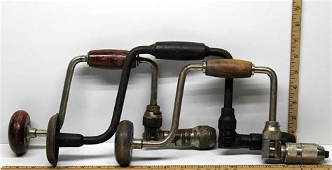 3 Vintage Ratchet Hand Brace Drills Stanley Handyman Steelcraft Woodworking Tool Drills