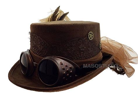 Womens Steampunk Top Hat With Feather Veil And Removable