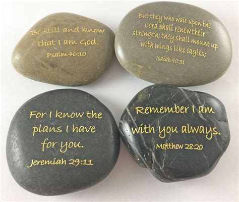Engraved River Rock Set Of 4 Christian Scripture Verses Set C Etsy