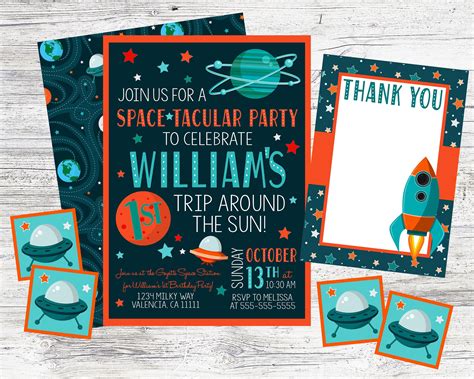 Space Party Invitation Outer Space Invitation Set Etsy Space