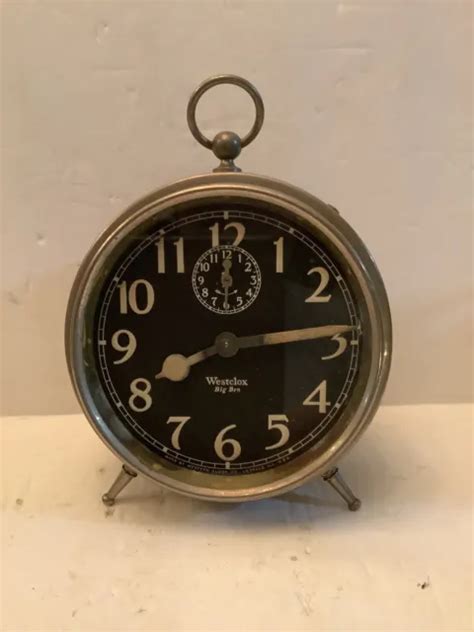 Vintage Antique 1927 Westclox Big Ben Windup Alarm Clock Black Face