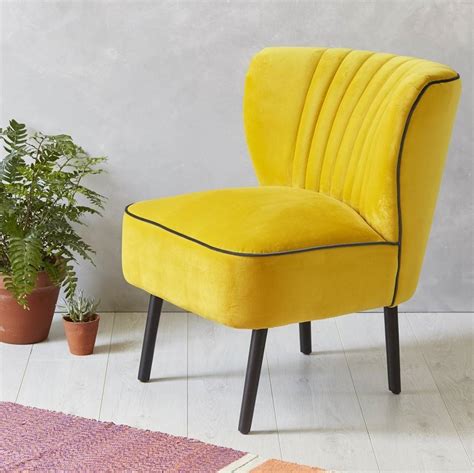 Yellow Velvet Mid Century Cocktail Chair By Fern And Grey