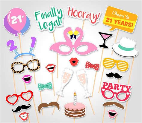 21st Birthday Party Printable Photo Booth Props Birthday Photo Booth