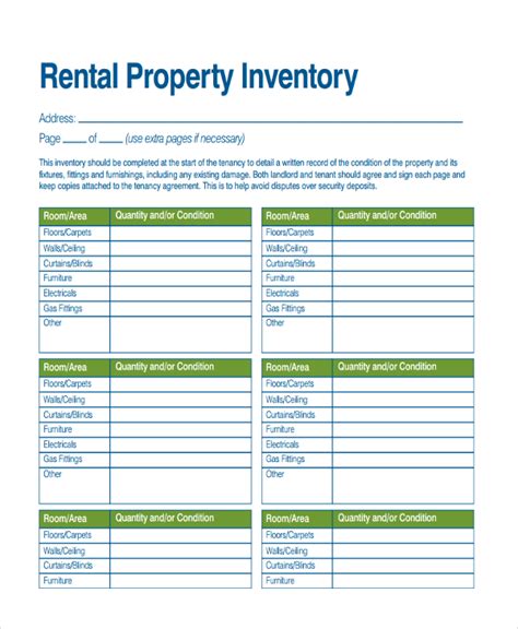 Rental Inventory Template