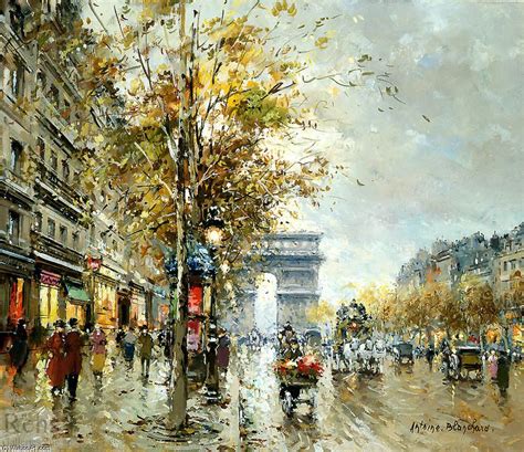 Antoine Blanchard Marcel Masson Champs élysées Paris Painting