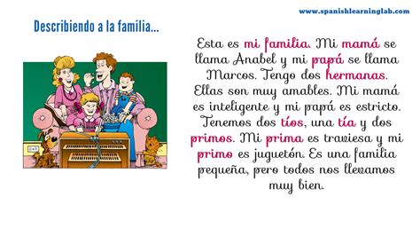 A simple description of a family in Spanish... This is part of the ...