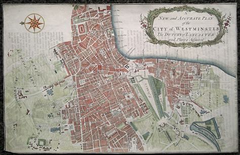 Antique Map Of Westminster London Dated 1755