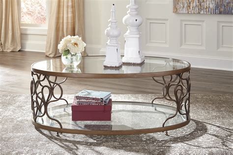 Ashley Furniture Fraloni Bronze Finish Oval Metal Coffee Table With